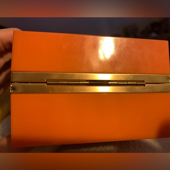 Vintage Hamilton Celluloid Aztec Medallion Watch Box Presentation Case Melon - Picture 4 of 6